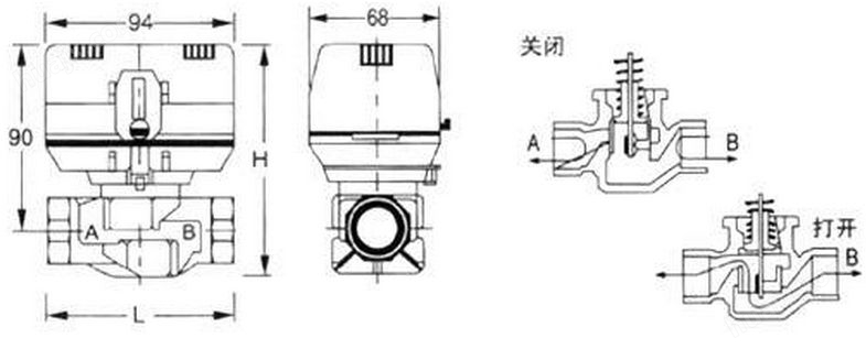 YK7020开关式电动阀结构图片